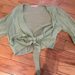 Mint Green Tie-Front Crop Top